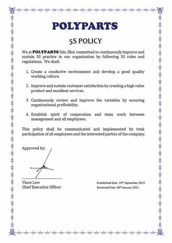Polyparts 5S Policy - En