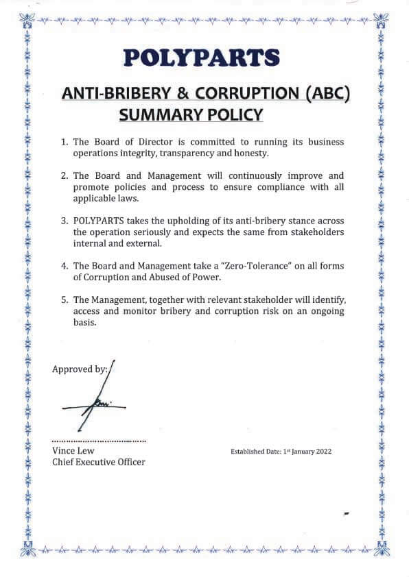 Polyparts Anti-Bribery Corruption - En